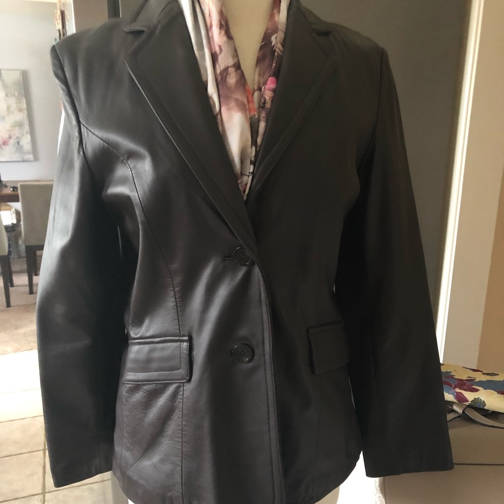 JLC NY brown leather BLAZER